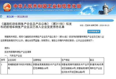 奇瑞新能源前8月銷量同比增長231%，加速布局道路機(jī)動車輛生產(chǎn)